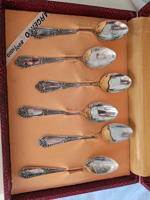 Tea spoon (6) -.800 silver - silver tea spoons