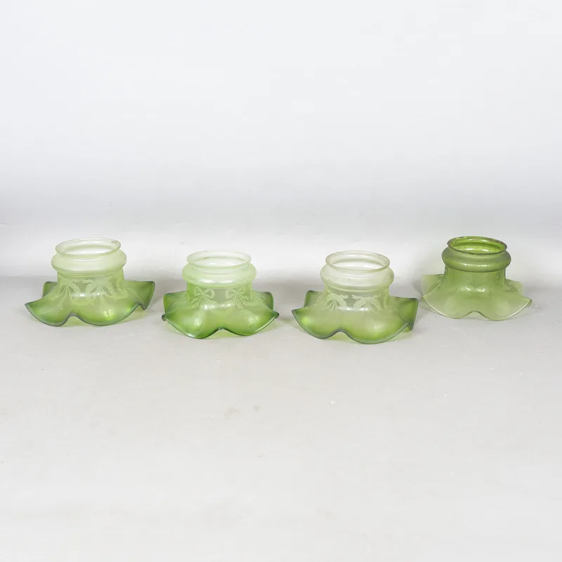 A Set of Four Late 19th Century Green Glass Gas Light Shades (4)