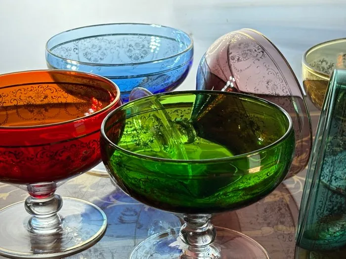 zeer mooie antieke Coupe champagneglazen - Drinking glass (6) - Crystal