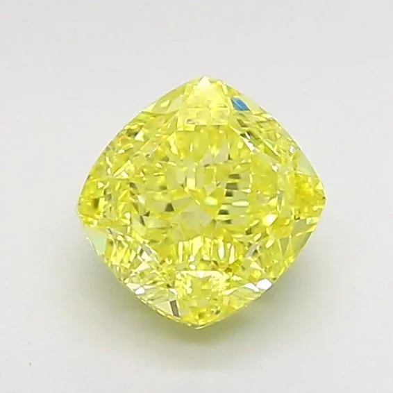 1 pcs Diamond (Natural coloured) - 1.01 ct - Cushion - Fancy intense Yellow - VS2 - Gemological Institute of America (GIA)