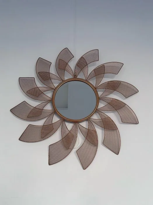 Wall mirror - Steel, Mirror - Flower