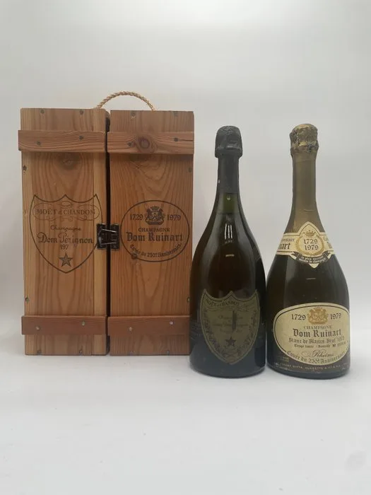 1979 Ruinart, Dom Ruinart & 1973 Dom Pérignon - Champagne Brut, Blanc de Blancs - 2 Bottles (0.75L)