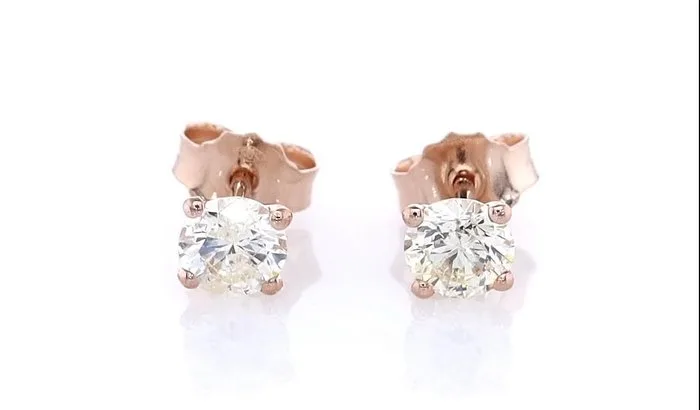 Earrings - 14 kt. Rose gold - 1.03ct. tw. Diamond (Natural)