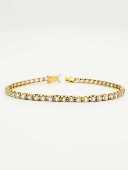 Bracelet - 18 kt. Yellow gold Aquamarine