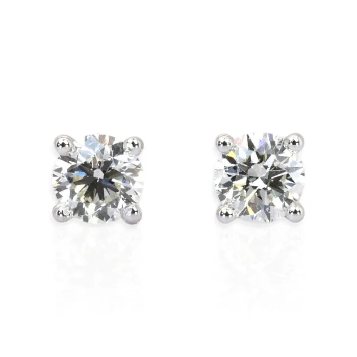Earrings - 18 kt. White gold - 1.00ct. tw. Diamond (Natural) - IGI Certified Earrings