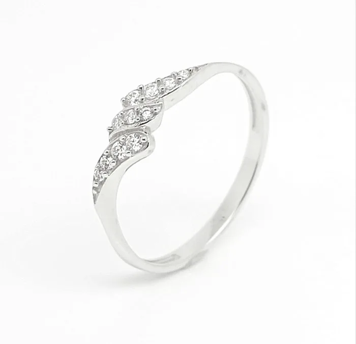 Ring - 14 kt. White gold - 0.10ct. tw. Diamond (Natural) - 1.061