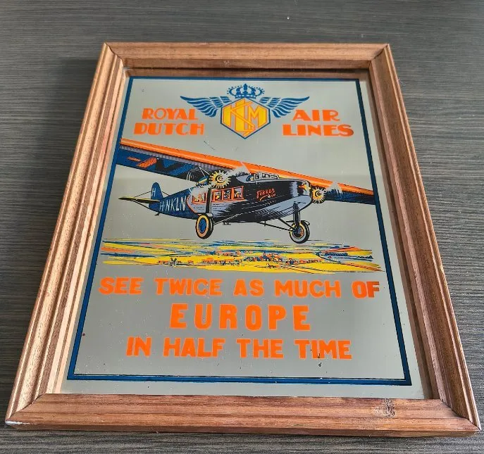 Mirror - Glass, Wood - KLM See twice as much of Europe in half the time