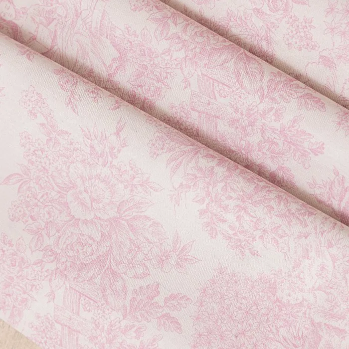 BA067 - Pink Toile de Jouy Fabric – 2.8 x 2.5 m - Upholstery fabric - 2.5 m - 2.8 m