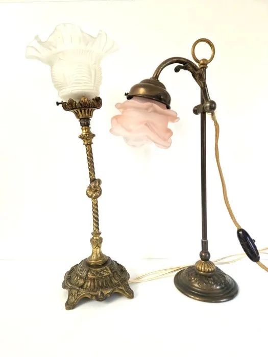 Table lamp (2) - Brass, Glass, Bakelite