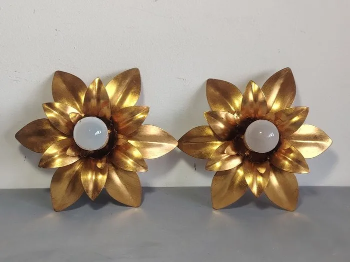 Hollywood Regency style wall lamps from the 1970s. - Wall lamp (2) - Wrought iron