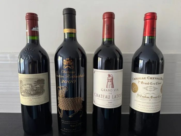 2000 Chateau Lafite Rothschild, Ch. Mouton Rothschild, Ch. Latour & Ch. Cheval Blanc - Bordeaux 1er Grand Cru Classé - 4 Bottles (0.75L)