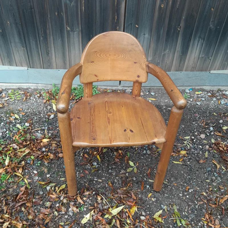 Mid 20th century Danish designer furniture : solid pine chair designed by Rainer Daumiller