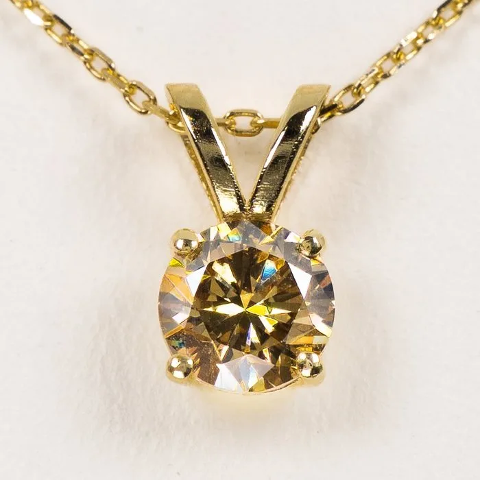 Necklace with pendant - 14 kt. Yellow gold - 0.68ct. tw. Diamond (Natural coloured) - GWLab