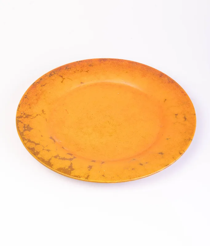 Kähler Keramik (Denmark), Orange glazed studio ceramic plate, Indistinctly