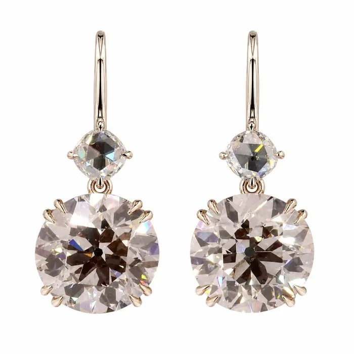 Earrings - 14 kt. Rose gold, White gold - 10.88ct. tw. Pink Diamond (Fancy coloured lab-grown diamond) - Diamond
