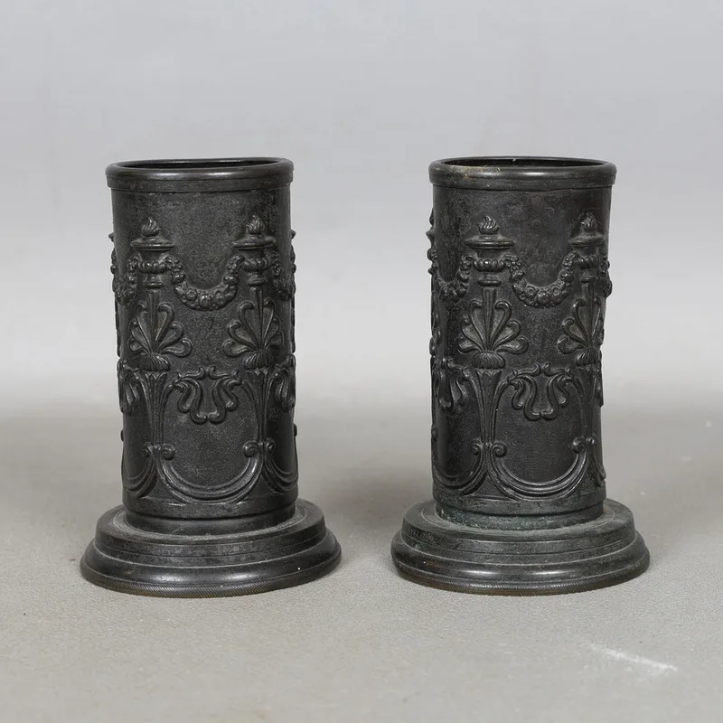 A Pair of Regency Bronzed Spill Vases