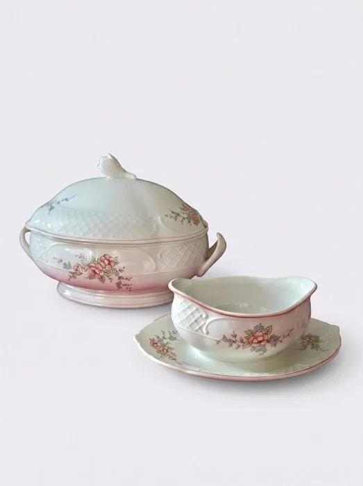 Villeroy & Boch - "Rosette" • Große Suppenterrine & Sauciere • Vitro-Porzellan • W.-Germany • Top Zustand (2 Teile) - Dinner set - Porcelain
