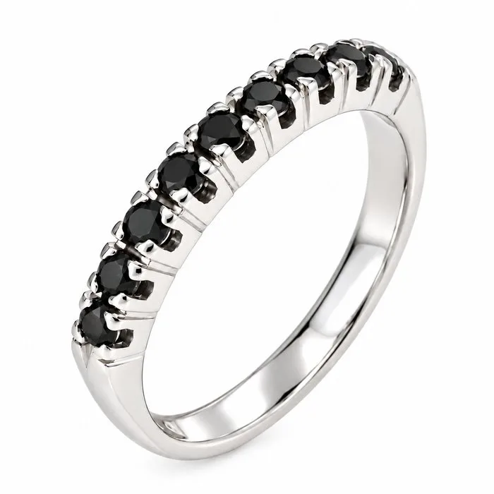 Ring - 18 kt. White gold - 0.09ct. tw. Diamond (Natural) - Made in Italy - Handmade