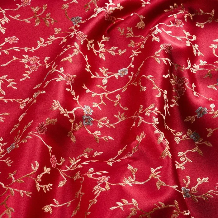 Exclusive GCFabrics – Floral Jacquard Fabric in Bordeaux Ruby San Leucio Style – Elegant Fabric - Upholstery fabric - 300 cm - 280 cm