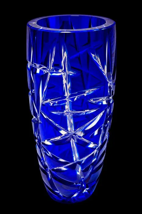 Gusev Crystal Factory - Vase - Crystal, Lead - Hand-cut Cobalt Blue