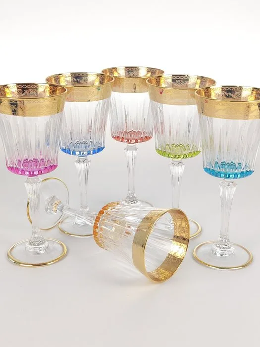 Chalice (6) - 24kt gold - Hand-painted gold goblet