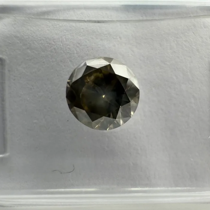 1 pcs Diamond (Natural coloured) - 1.04 ct - Round - Fancy Greenish, Grey Yellow - SI2 - International Gemological Institute (IGI)
