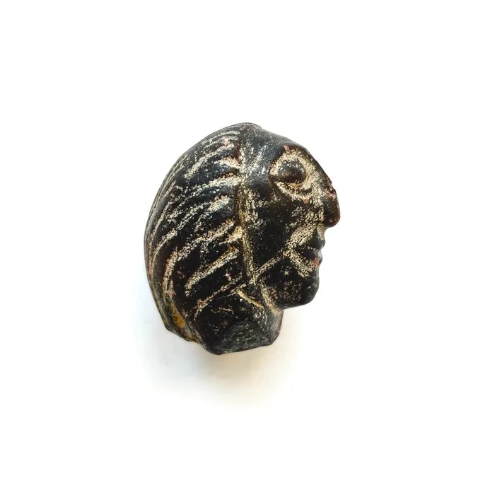 Silk Road, Western Asiatic Garnet King's Head Bead Talisman - 35 mm