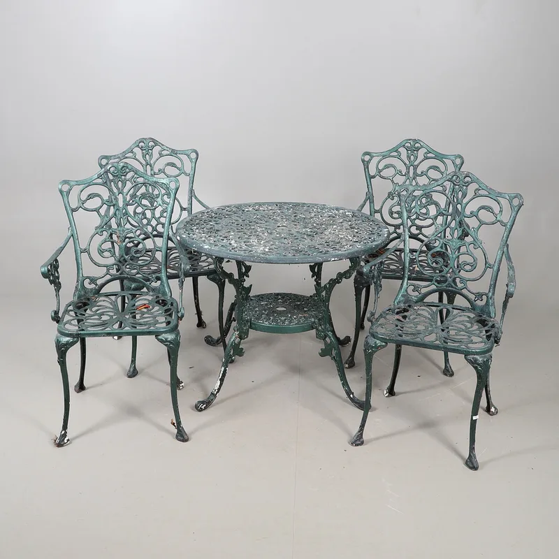 Cast Aluminium Garden Table and Four Chairs