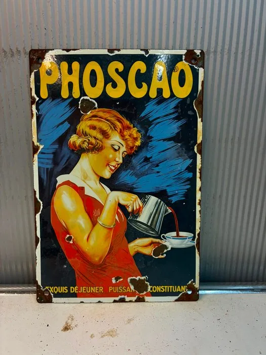Phoscao – Chocoladedrank – Emaille Reclamebord - Enamel sign - Enamel