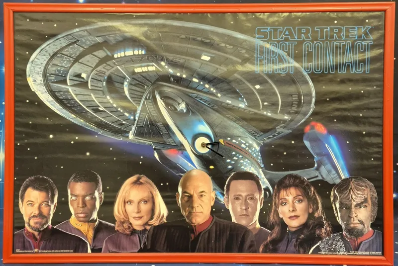 Star Trek First Contact movie poster, framed & repurposed with an added clock mechanism