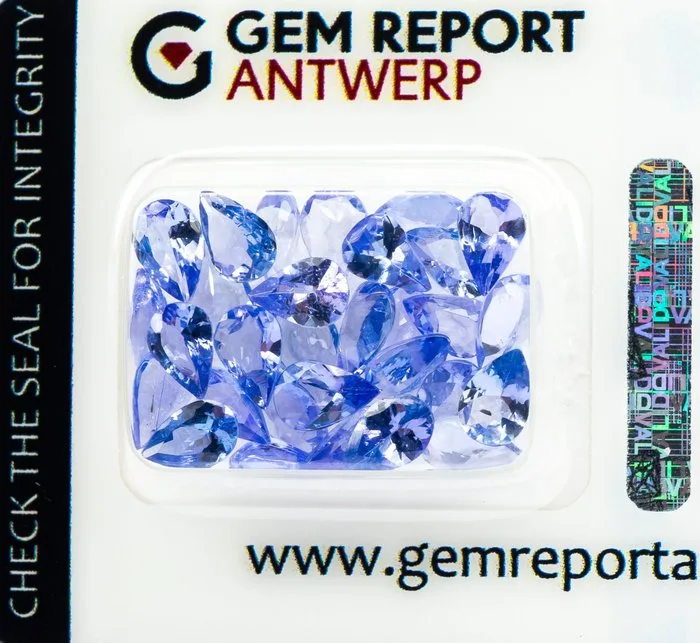 30 pcs Tanzanite - 9.52 ct - Gem Report Antwerp (GRA) - Violetish Blue/Violet
