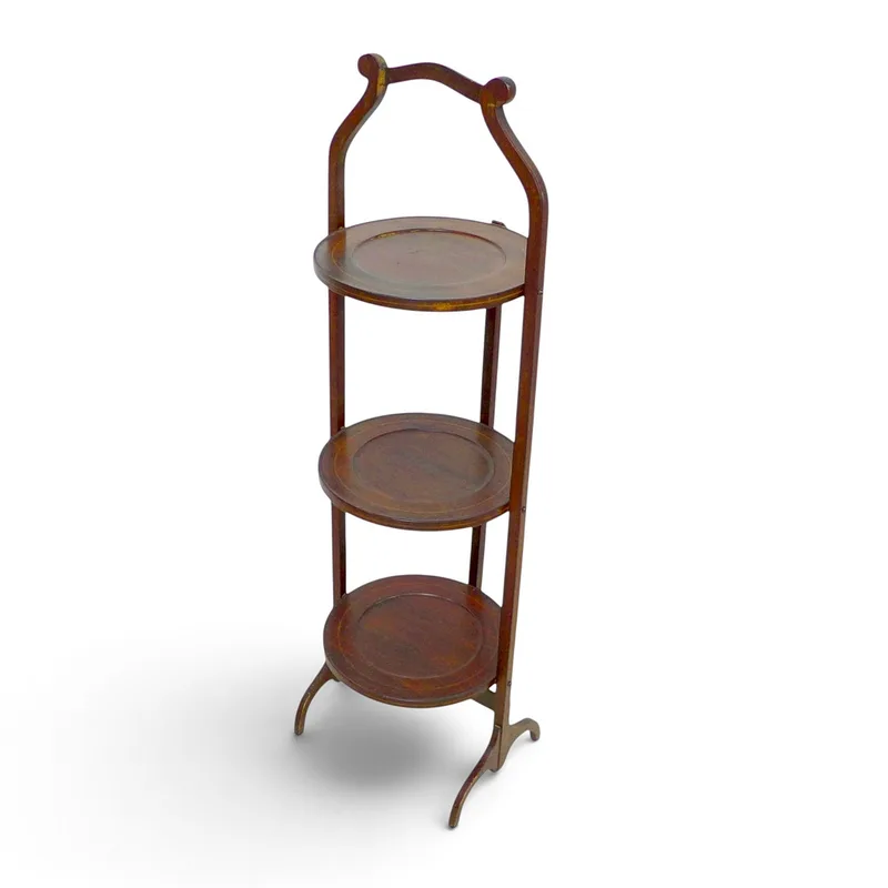 A Three Tier Folding Mahogany Cake Stand / Table