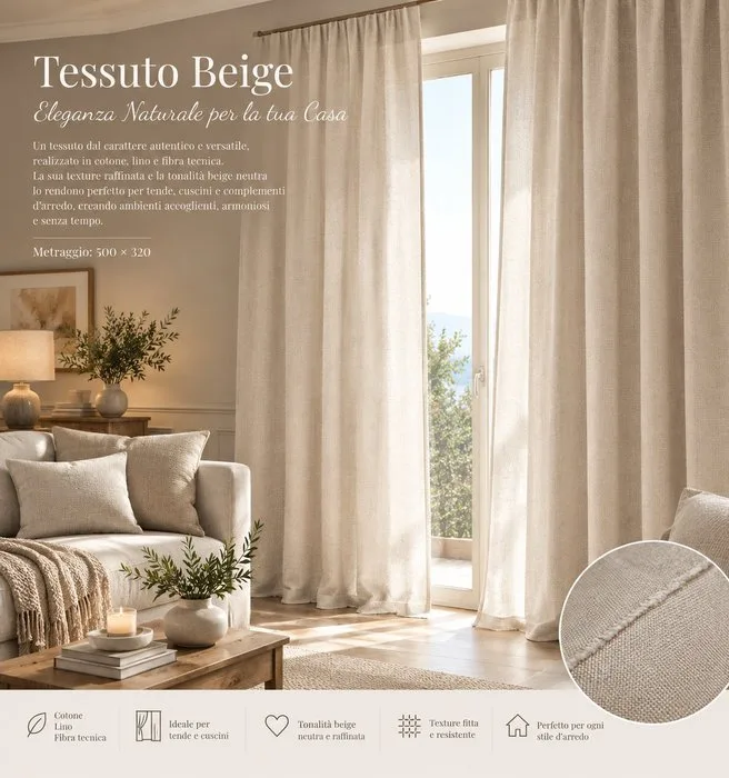 Luxury beige fabric – Timeless elegance - Textile - 500 cm - 320 cm