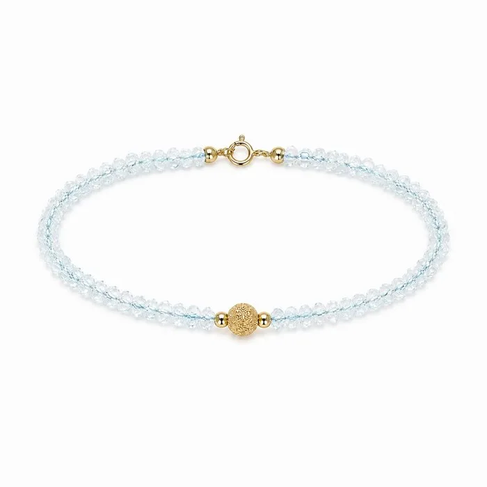 Bracelet - 18 kt. Yellow gold Aquamarine