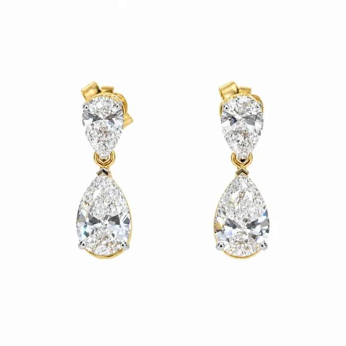 Earrings - 14 kt. Yellow gold - 3.02ct. tw. Diamond (Lab-grown) - Diamond
