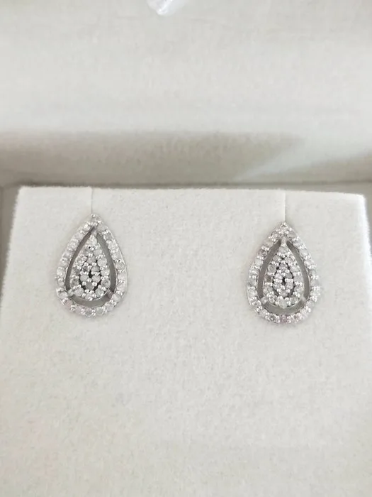 Earrings - 14 kt. White gold - 0.44ct. tw. Diamond (Natural)