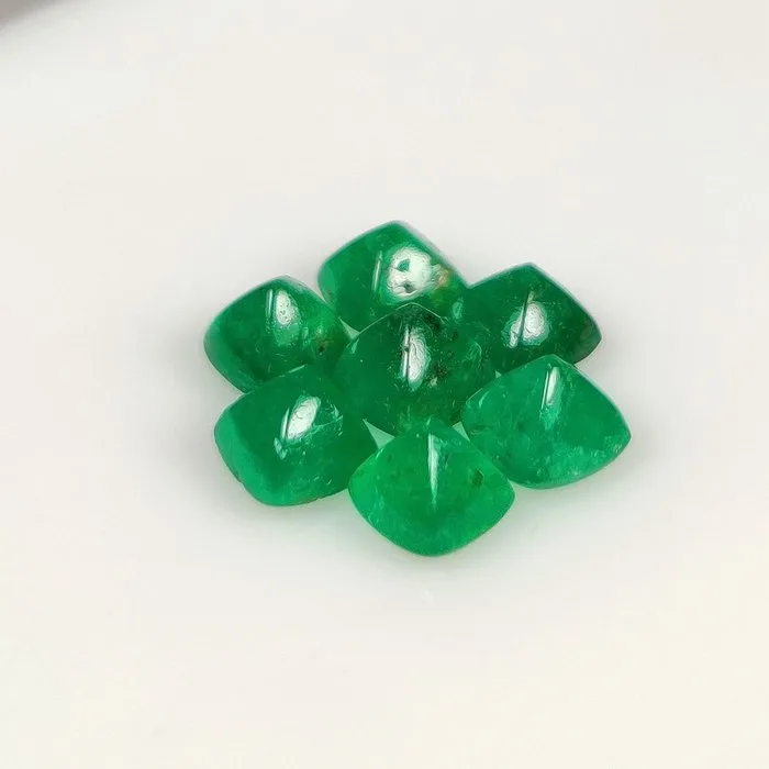 7 pcs Green Emerald - 2.74 ct - International Colored Gemstone Association (ICA GemLab) - Sugarloaf Matching Set !