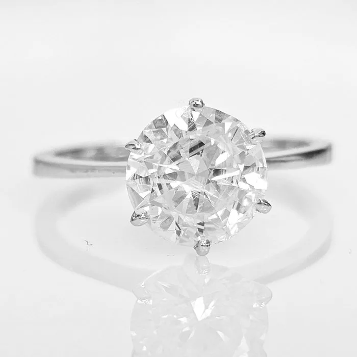 Engagement ring - 14 kt. White gold - 2.00ct. tw. Diamond (Natural) - D color