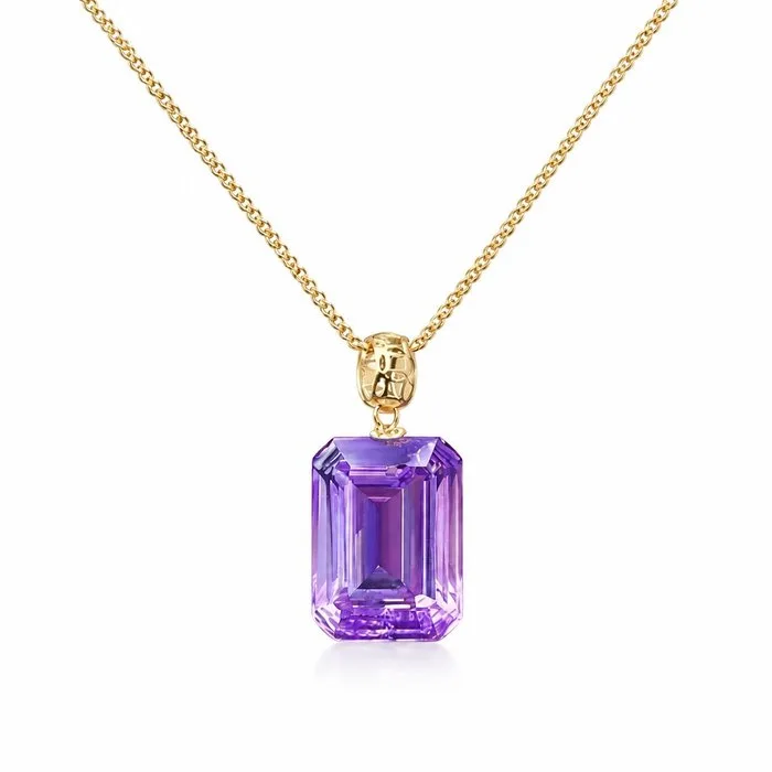 Necklace - 18 kt. Yellow gold Amethyst