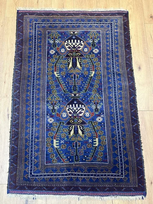 Hand-knotted Oriental rug in the traditional Belutsch-style with characteristic geometric - Rug - 145 cm - 93 cm
