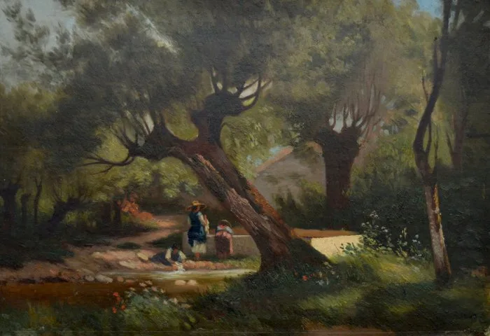 Ecole Francaise (XIX-XX) - Les Lavandières en Provence