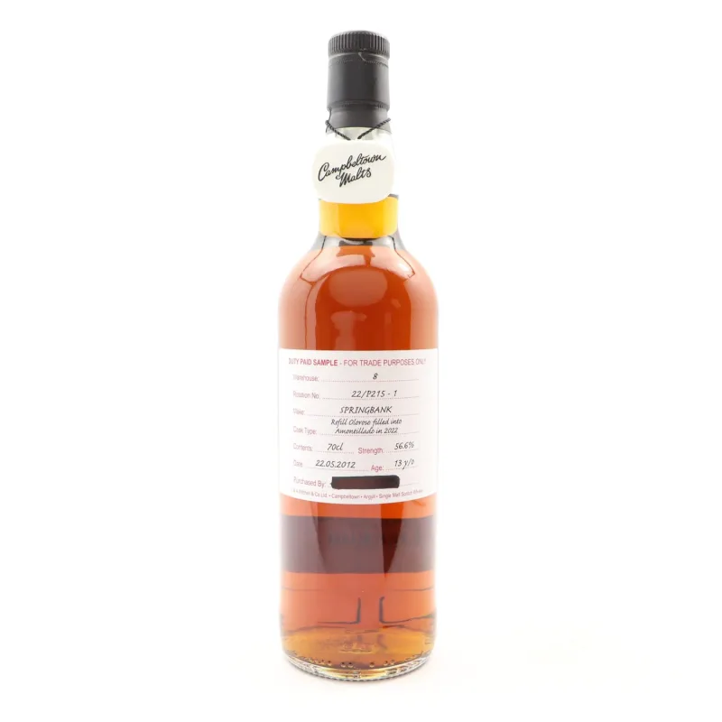 Springbank – 13 Year Old 2012 Refill Oloroso & Amontillado Finish Cage Bottle (70cl, 76%)