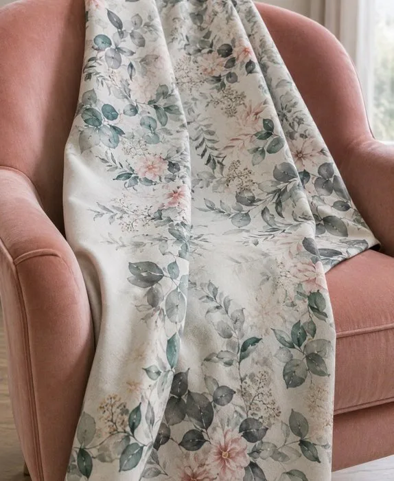 1709★ Decor fabric with a romantic and delicate look, featuring a watercolor-style floral print - Textile - 610 cm - 140 cm - OEKO-TEX Standard 100