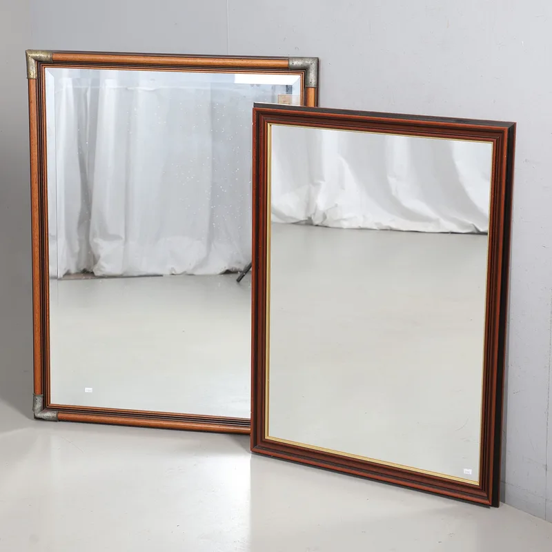 Two Modern Wood Effect Wall Mirrors