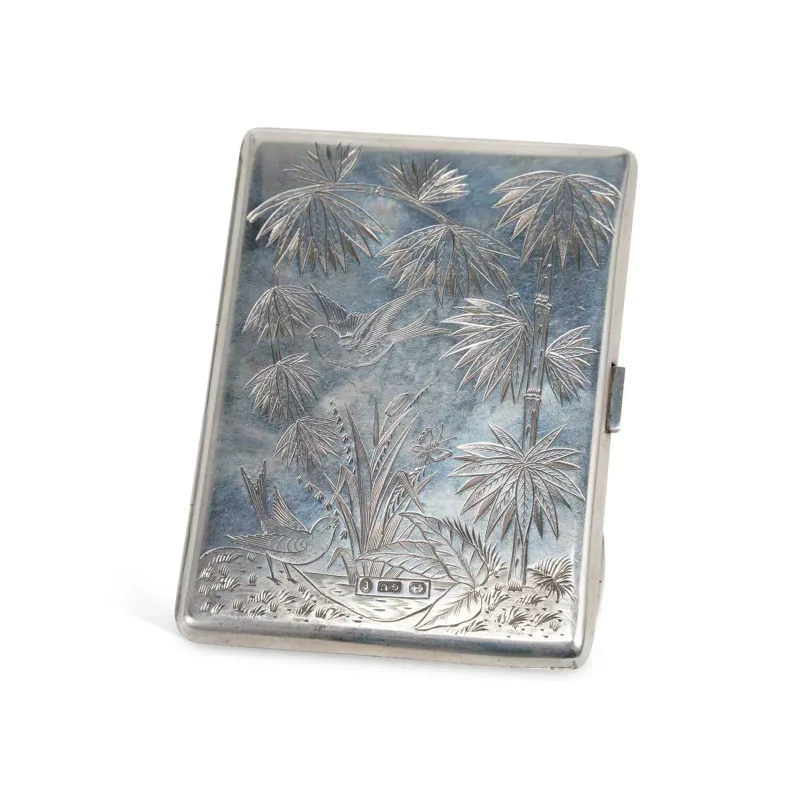 An Aesthetic Movement Silver Card Case by George Unite & Sons, Birmingham 1879, of rectangular form