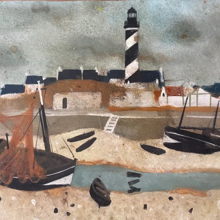 Yves Ganne (1931-2019) - Phare breton - port en Bretagne (vendu