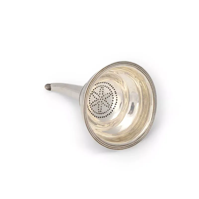 A Georgian Silver Wine Funnel maker's mark rubbed, apparently lacking town mark and date letter, of usual form, with a reeded rim