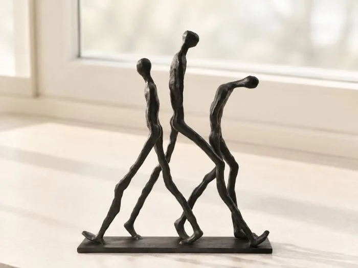 Sculpture, "Les passants"-3 personnages - 30 cm - Metal