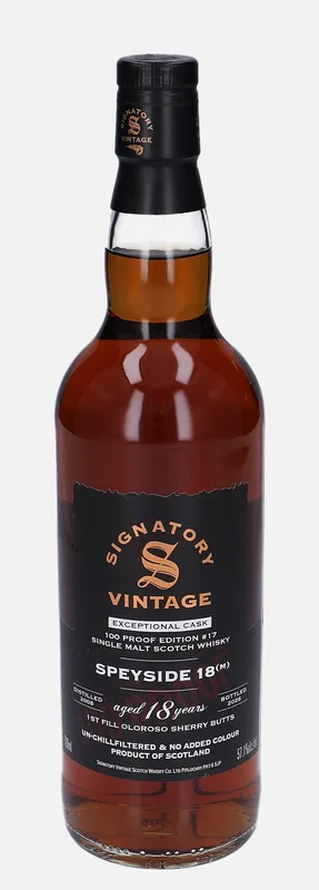 Speyside (M) – 2008 18 Year Old Signatory Vintage Scotch Whisky Co. Exceptional Cask Series 100 Proof Edition #17