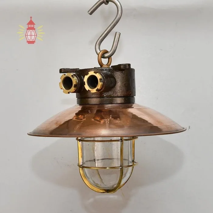Hanging lamp - Brass, Glass, Copper, Cast iron